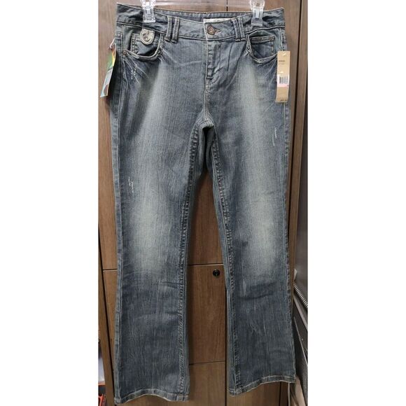 DKNY Jeans‎ Women 10 Blue Denim Regular Fit SOHO Boot Cut Mid Rise 33" Inseam - Picture 1 of 11